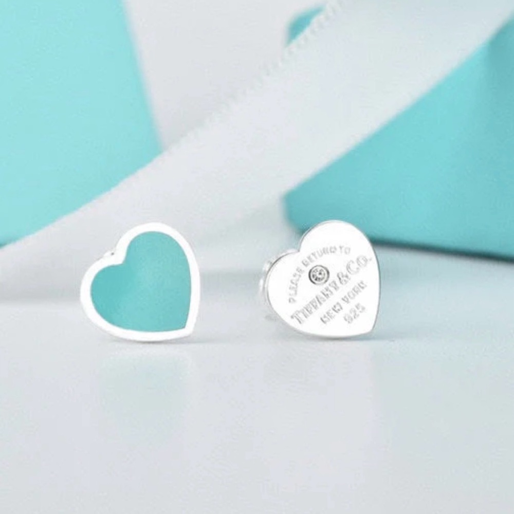 Tiffany & Co. Silver and Turquoise Heart Earrings